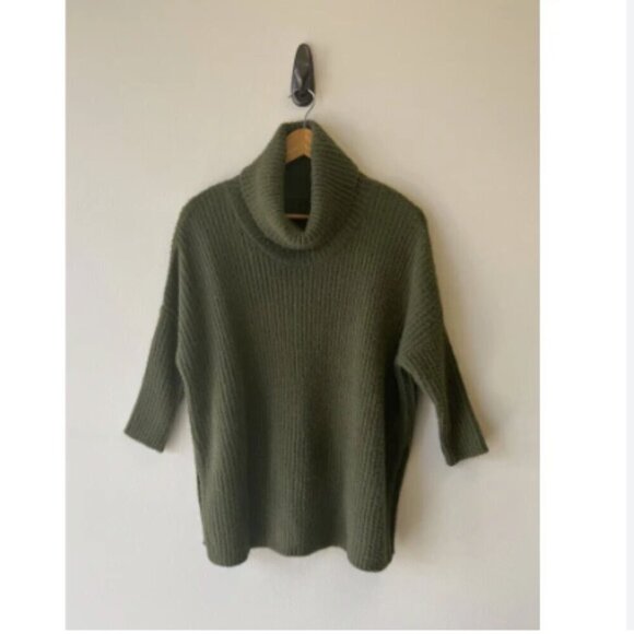 Mersea Chalet Cowl Neck Sweater Olive Ribbed Cozy - Picture 2 of 10